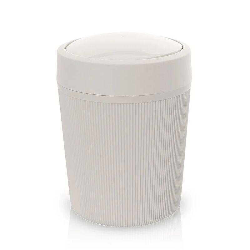 foto del prodotto pattumiera bagno beige in plastica 4,2 lt con coperchio basculante ring