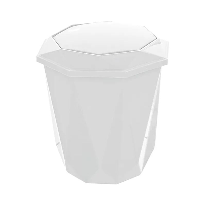 foto del prodotto pattumiera bagno bianco con coperchio basculante e capacit 5,5 lt
