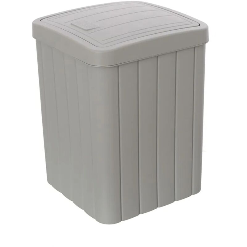 foto del prodotto pattumiera bagno grigia in plastica 10 lt con coperchio basculante buzz