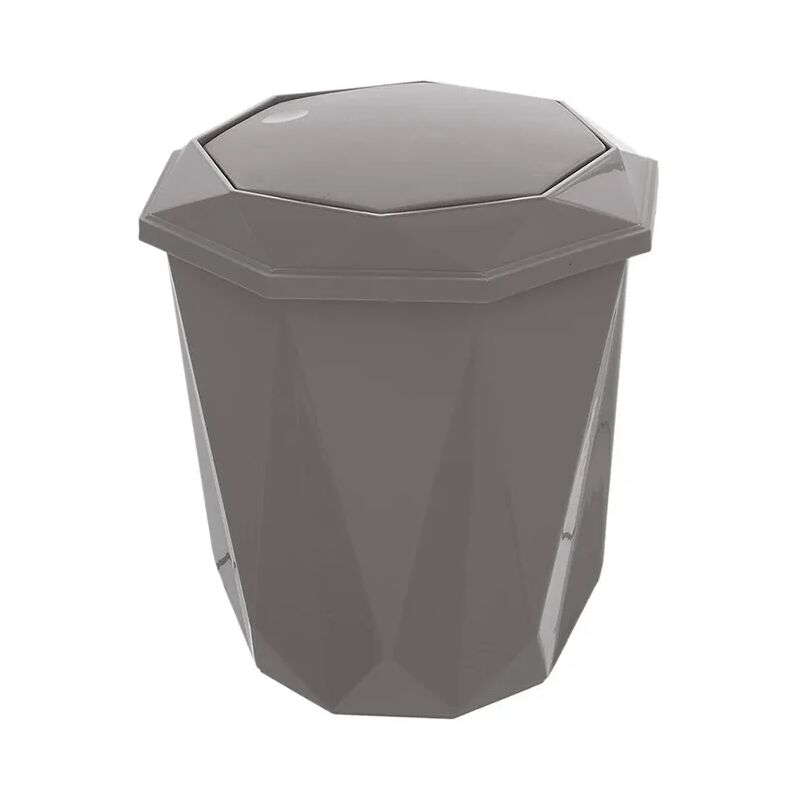 foto del prodotto pattumiera bagno grigio con coperchio basculante e capacit 5,5 lt