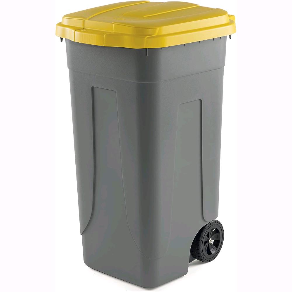 foto del prodotto pattumiera bidone portarifuti per raccolta differenziata 100 litri colore giallo