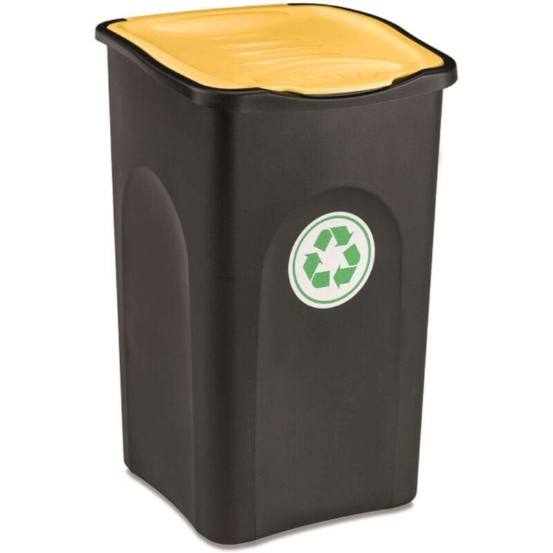 foto del prodotto pattumiera con coperchio 50l raccolta differenziata cestino dei rifiuti in plastica nero giallo