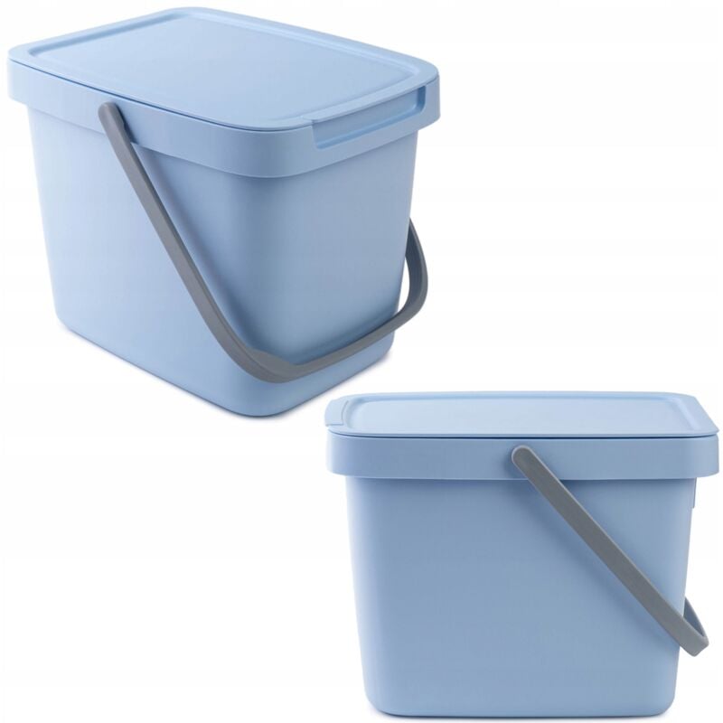 foto del prodotto pattumiera con coperchio e maniglia, plastica, per riciclaggio, rettangolare con coperchio incernierato blu, 6 l kadax