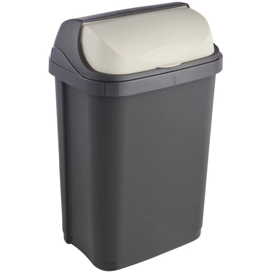 foto del prodotto pattumiera con coperchio scorrevole, 10 l, rasmus, grigio grafite keeeper