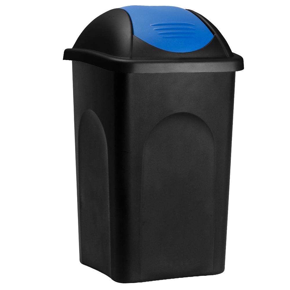 foto del prodotto pattumiera con coperchio scorrevole nero-blu plastica 60l