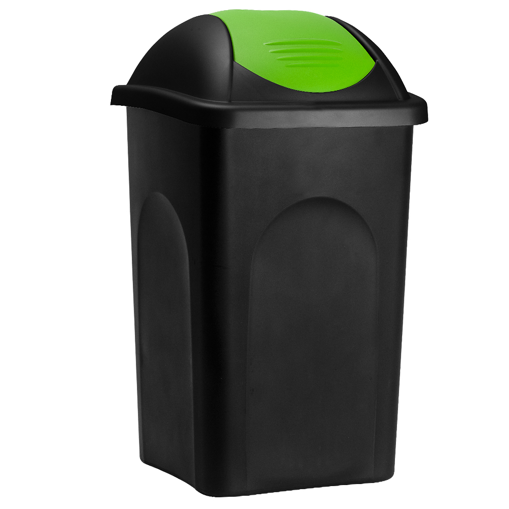 foto del prodotto pattumiera con coperchio scorrevole nero-verde plastica 60l