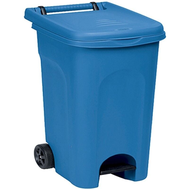 foto del prodotto pattumiera con pedale e ruote per raccolta differenziata contenitori bidoni 60lt colorigenerali blu
