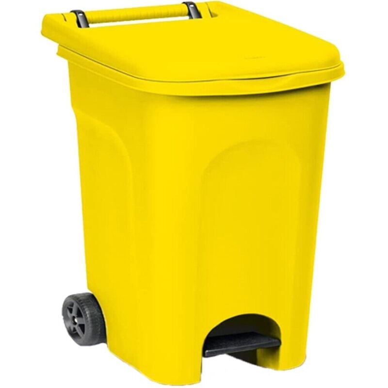 foto del prodotto pattumiera con pedale e ruote per raccolta differenziata contenitori bidoni 60lt colorigenerali giallo