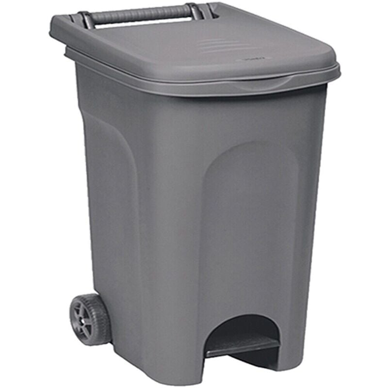 foto del prodotto pattumiera con pedale e ruote per raccolta differenziata contenitori bidoni 60lt colorigenerali grigio