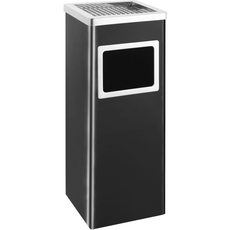 foto del prodotto pattumiera con posacenere da albergo 36 l acciaio nero vidaxl