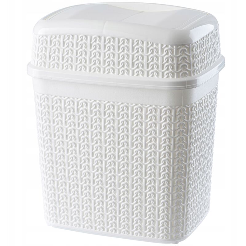 foto del prodotto pattumiera da bagno 5l, piccola pattumiera in plastica per camera da letto con coperchio basculante per una gestione efficiente dei rifiuti bianco 