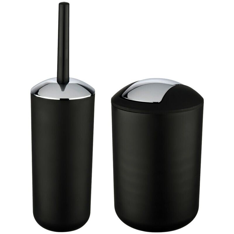 foto del prodotto pattumiera da bagno e scopino da bagno, 6 litri, accessori per il bagno, colore nero brasile ulisem