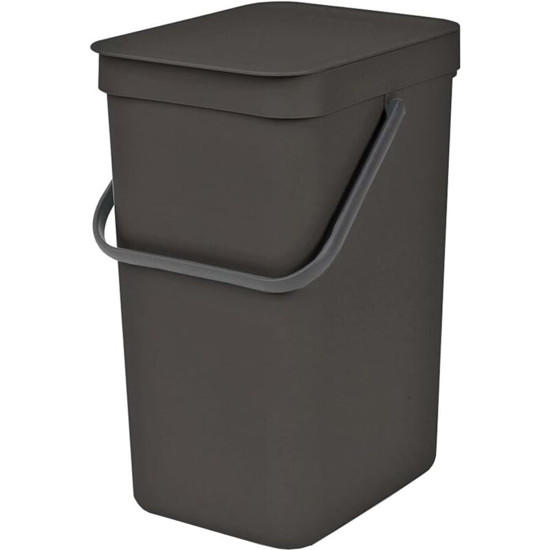 foto del prodotto pattumiera da cucina sort go grey 12l con coperchio e maniglia montaggio a parete incluso sacchetti per la spazzatura perfectfit in omaggio
