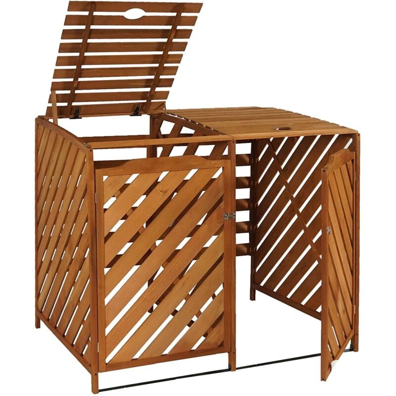 foto del prodotto pattumiera da esterno per ospitare contenitori spazzatura fino a 4 contenitori 112x63x96 in legno certificato fsc marrone 040005615