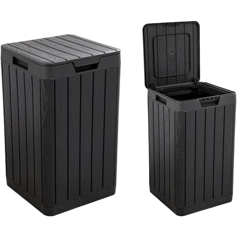 foto del prodotto pattumiera da giardino in resina 80 lt. con porta sacco e chiusura a scatto rio garden antracite toomax