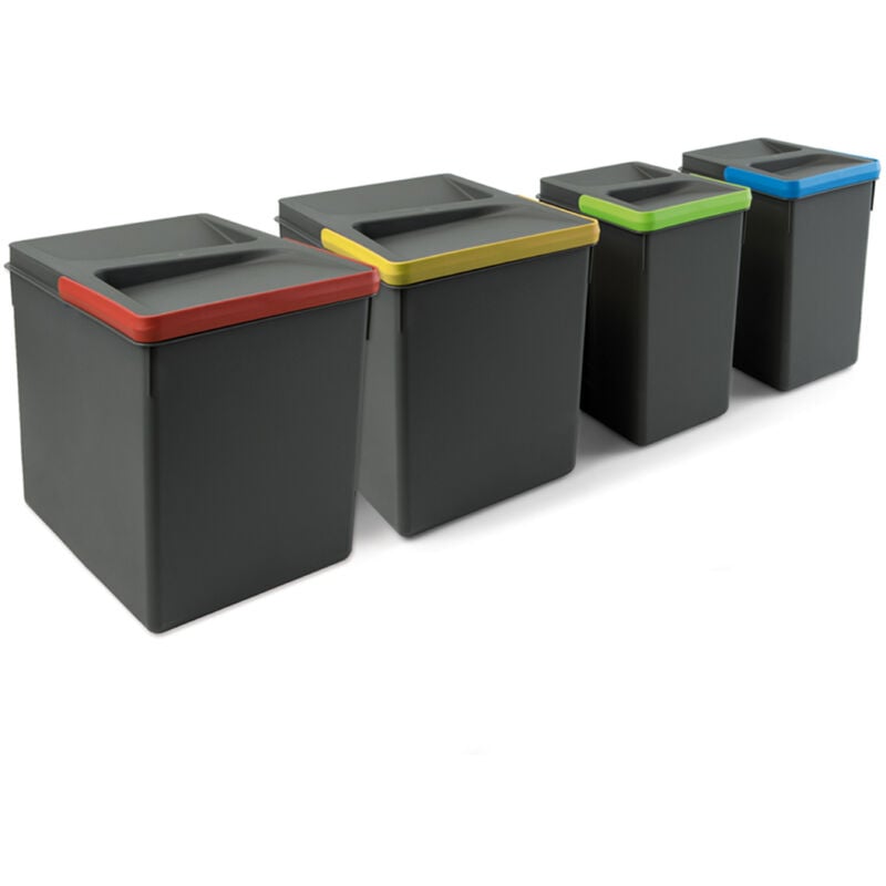foto del prodotto pattumiera differenziata 4 contenitori h26,6 cm in plastica emuca grigio antracite