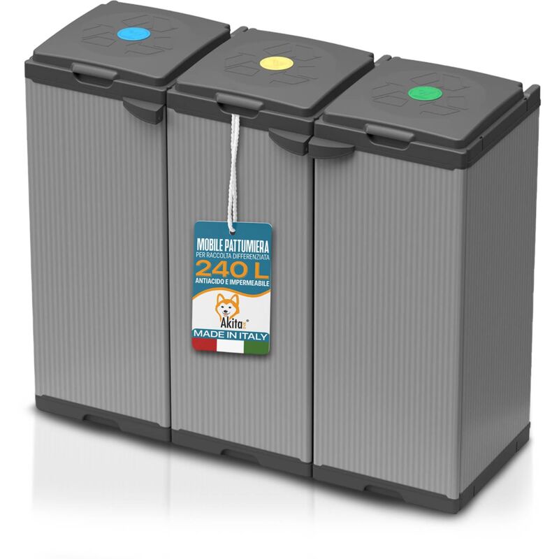 foto del prodotto pattumiera differenziata akitaink tris contenitori