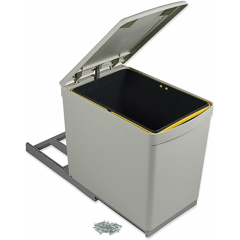 foto del prodotto pattumiera differenziata per mobili cucina 16l estrazione manuale emuca grigia
