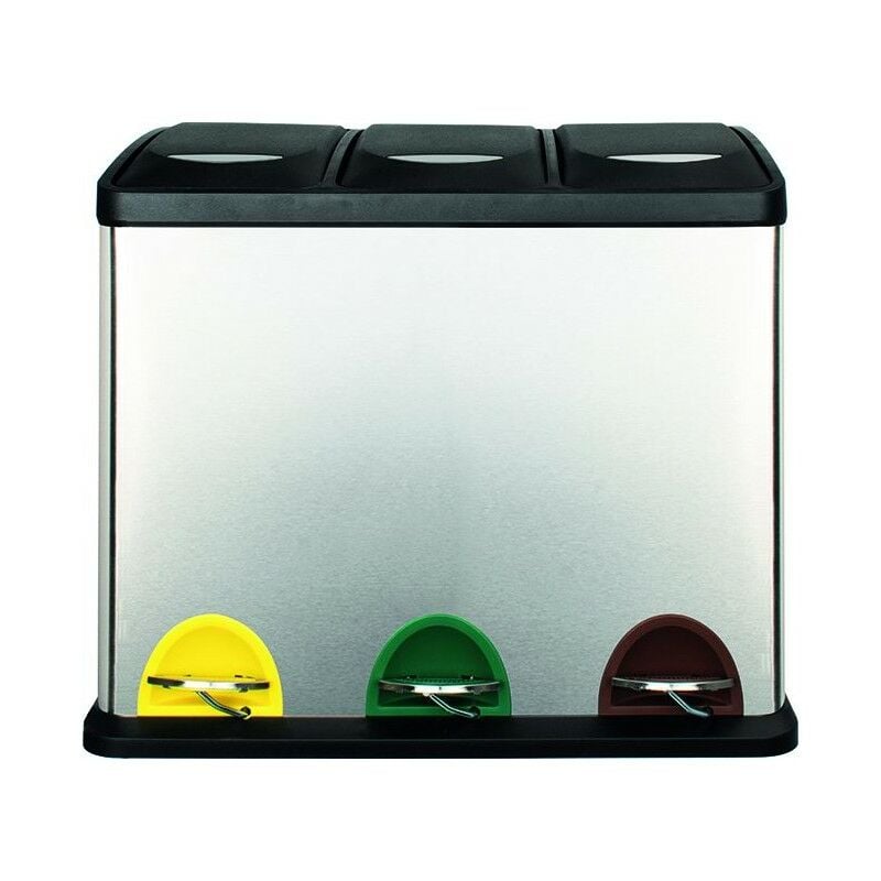 foto del prodotto pattumiera differenziata tris inox 46x31x40 cm 8 8 8l vigor