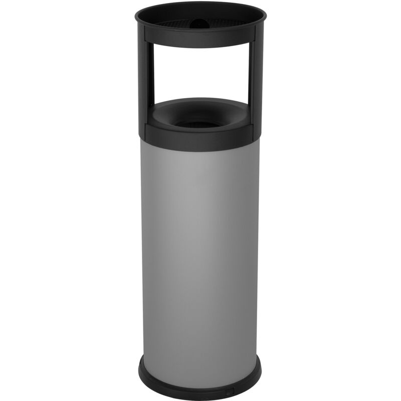 foto del prodotto pattumiera gettacarte 25xh80 cm autoestinguente posacenere in acciaio verniciato grigio