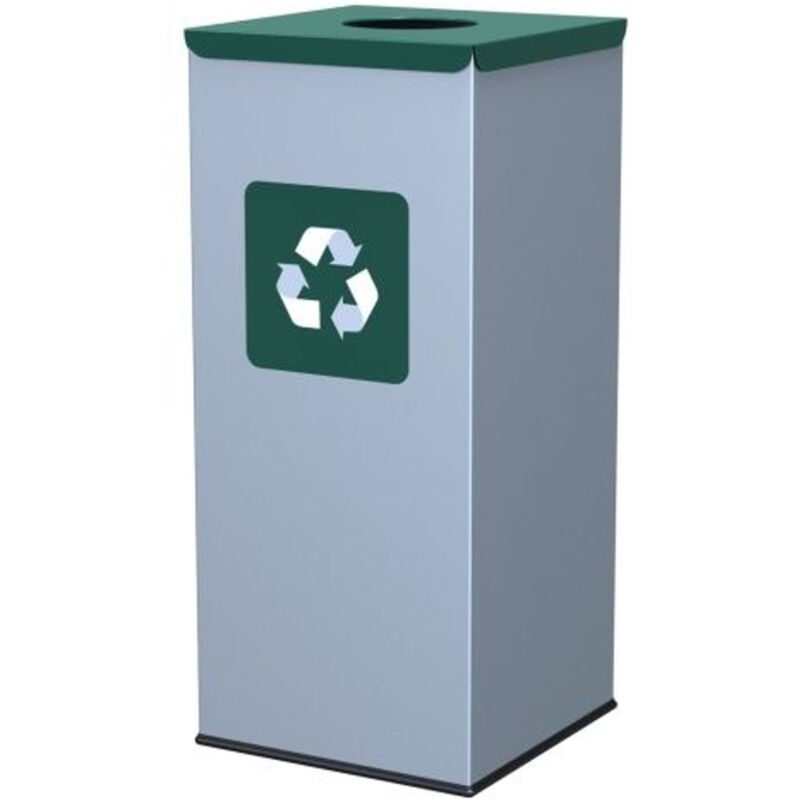 foto del prodotto pattumiera in metallo per raccolta differenziata 30x30x70cm 60l vetro coperchio verde