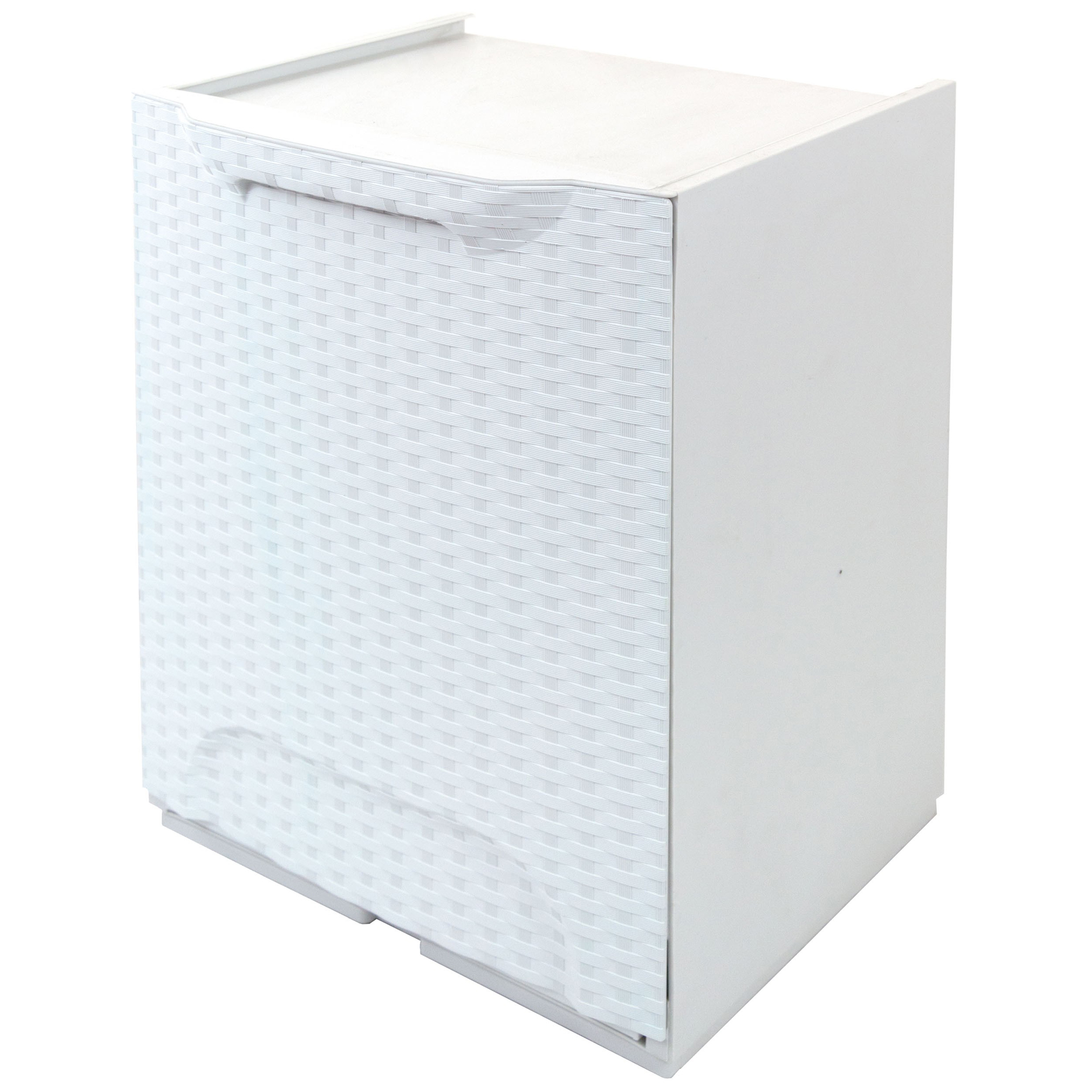 foto del prodotto pattumiera in polipropilene, finitura rattanica, bianco