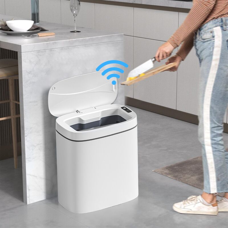 foto del prodotto pattumiera intelligente sdlogal pattumiera automatica da 14 litri con sensore di odori, coperchio per pattumiera touchless per bagno, camera da