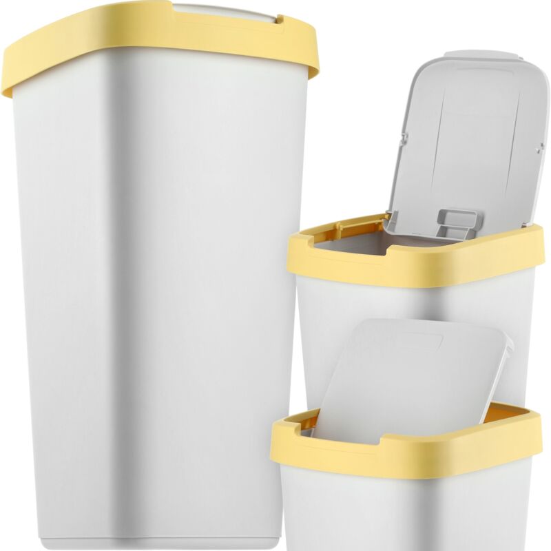 foto del prodotto pattumiera kadax 25 l, con coperchio basculante, per la raccolta differenziata, in plastica, robusta, grigio giallo