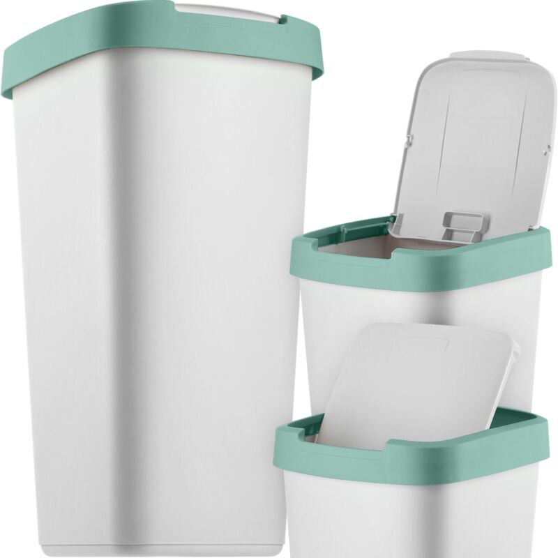 foto del prodotto pattumiera kadax 25 l, con coperchio basculante, per la raccolta differenziata, plastica, robusta, grigia, verde