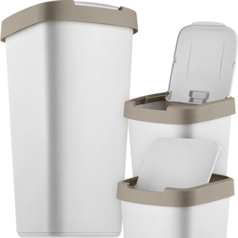 foto del prodotto pattumiera kadax da 25 l, con coperchio basculante, per la raccolta differenziata, in plastica, robusta, grigio marrone chiaro