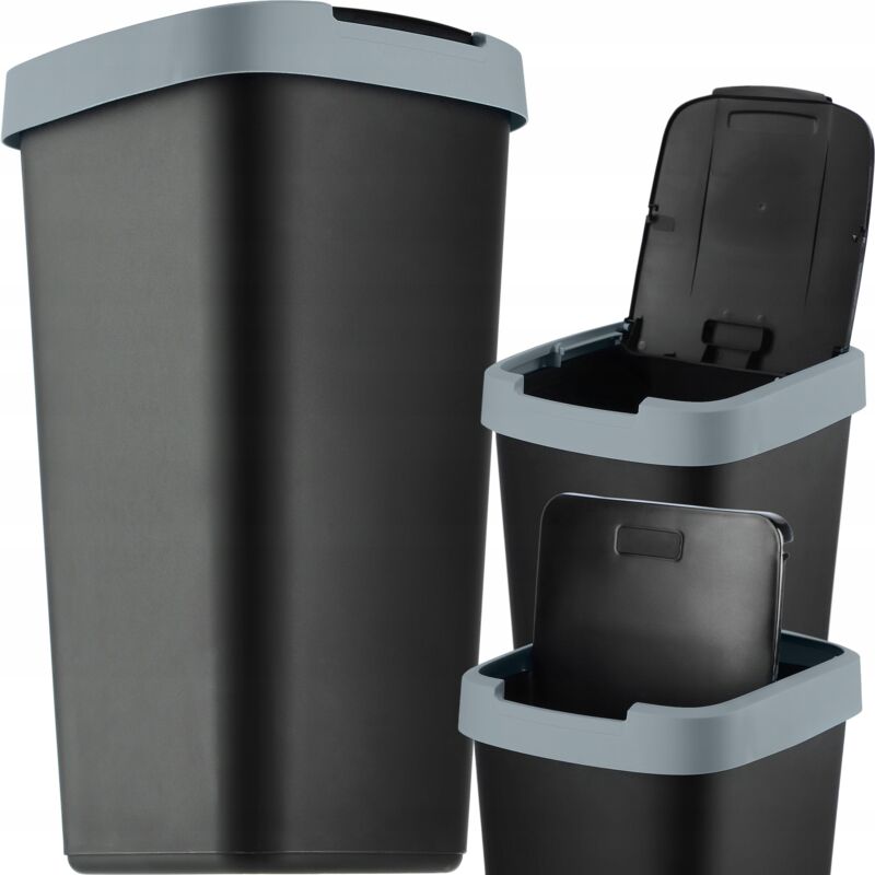 foto del prodotto pattumiera kadax da 25 l, con coperchio basculante, per la raccolta differenziata, in plastica, robusta, nero grigio scuro