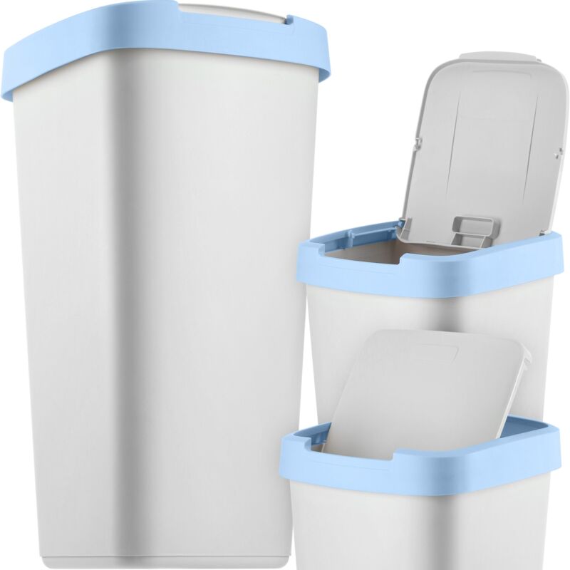 foto del prodotto pattumiera kadax da 25 litri, con coperchio basculante, per la raccolta differenziata, in plastica, robusta, grigio blu