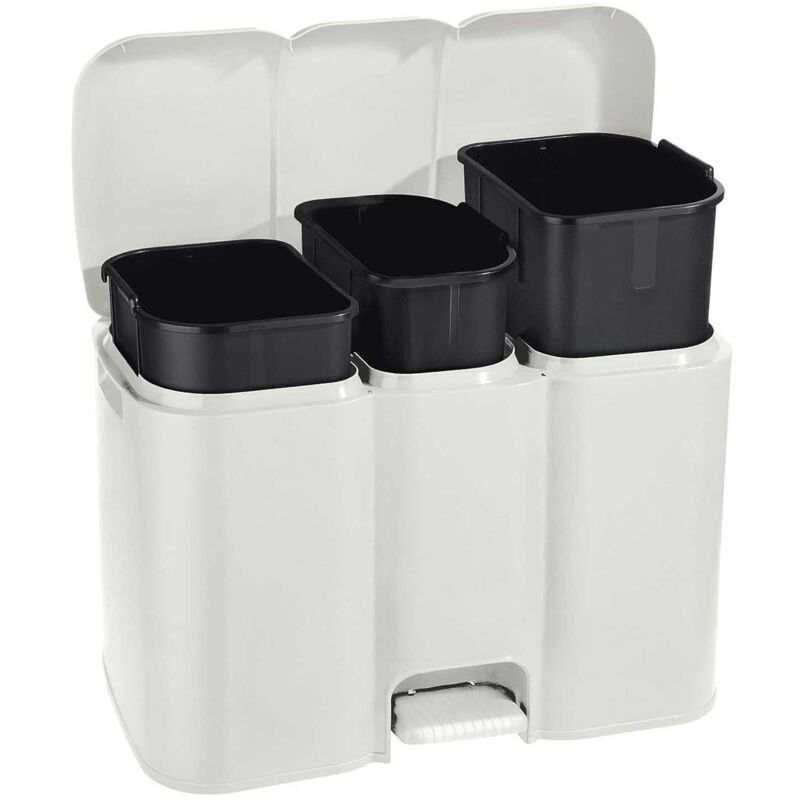 foto del prodotto pattumiera patty 3 differenziata collezione aurora bianco 13 8 13 l misure 58.5 x 32 x h 41.5 cm 3 scomparti