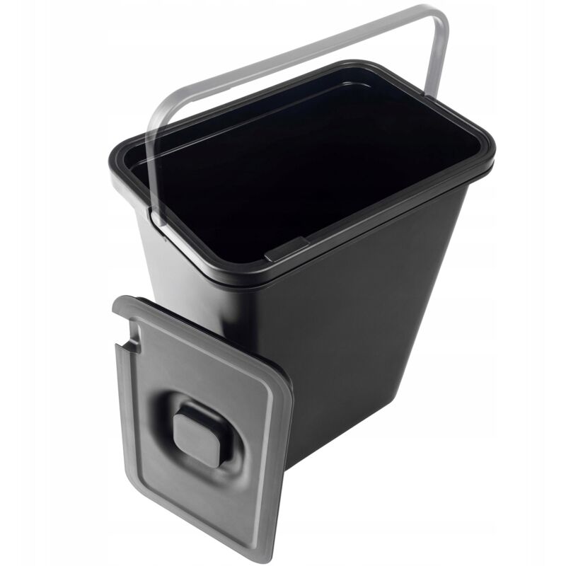 foto del prodotto pattumiera per raccolta differenziata 10 litri pattumiera con maniglia mobile plastica universale nera 10 litri kadax