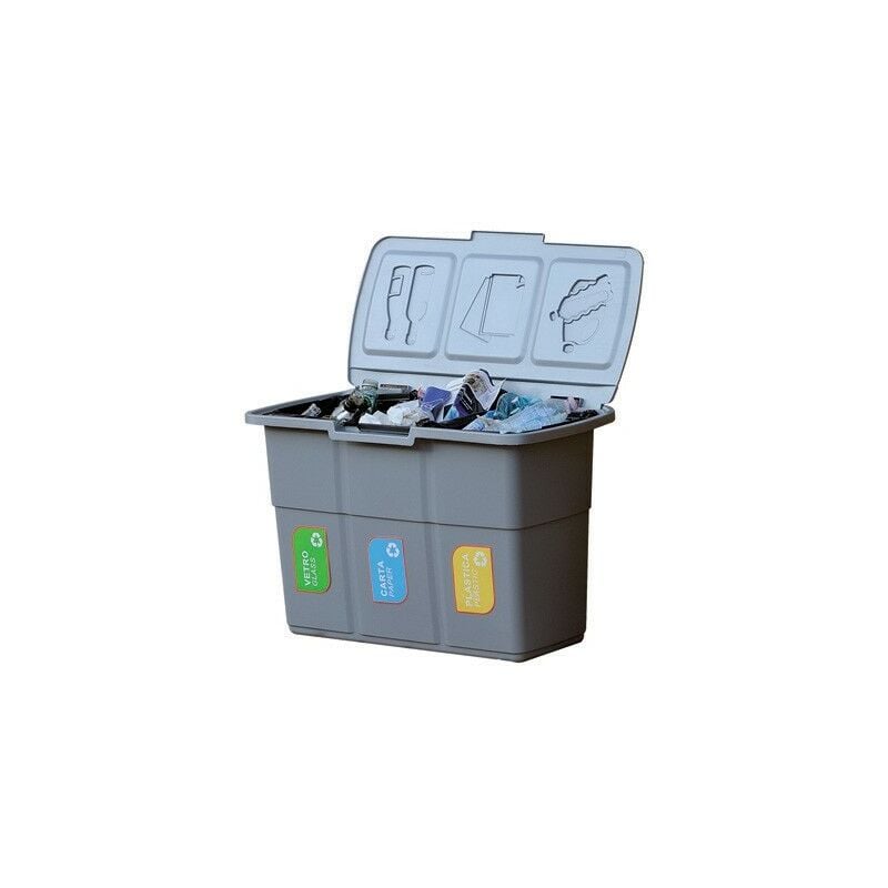 foto del prodotto pattumiera per raccolta differenziata 3 scomparti separati cm 75x37x h. 50 ff