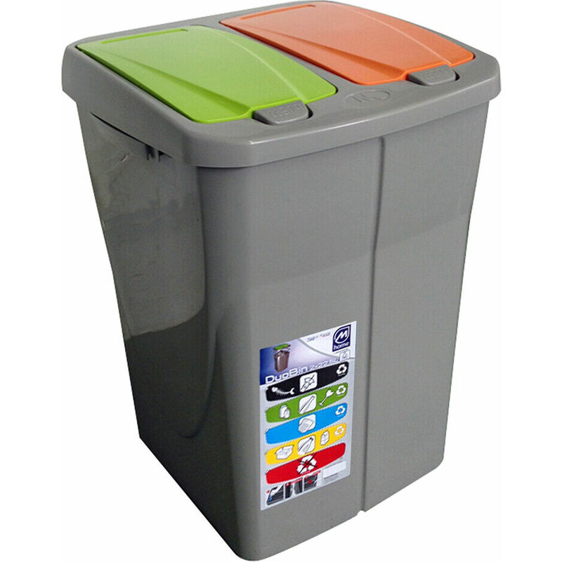 foto del prodotto pattumiera per raccolta differenziata duobin 46 litri, dimensioni 37 x 36 x 51 cm, marca mazzei.