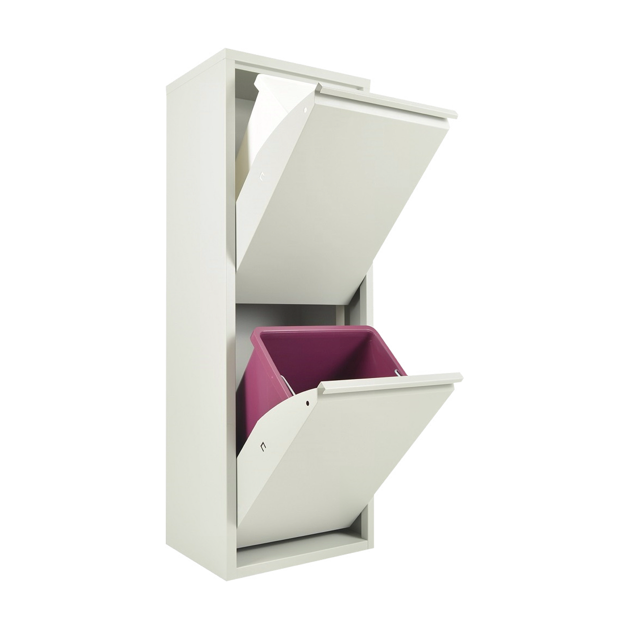 foto del prodotto pattumiera per raccolta differenziata ecopatty, 2 bidoni, bianco, mobile metallo salvaspazio, interno esterno