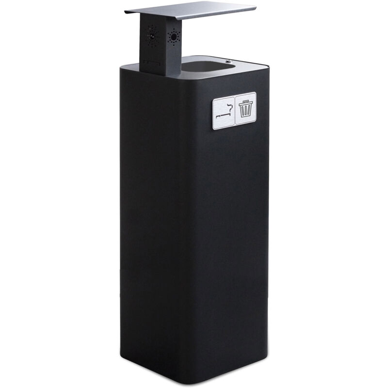 foto del prodotto pattumiera per raccolta rifiuti 30x30xh102 cm in acciaio verniciato con coperchio basculante nero