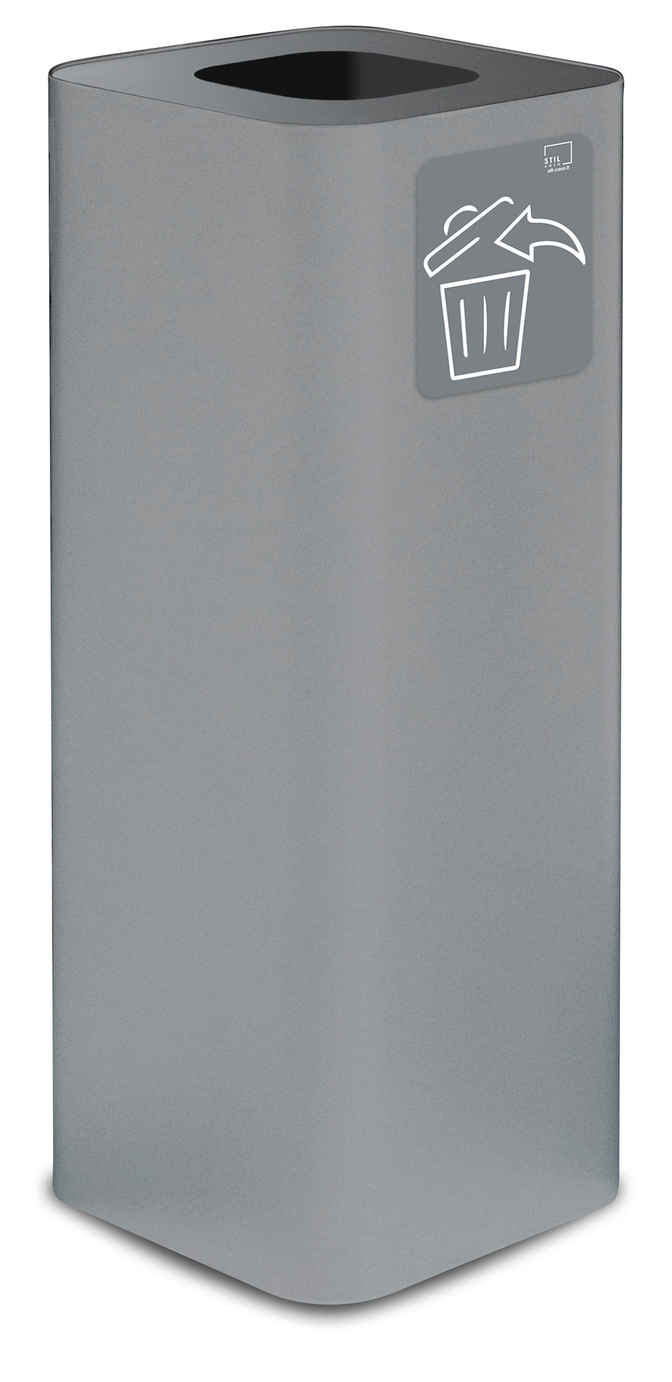 foto del prodotto pattumiera per raccolta rifiuti 30x30xh80 cm in acciaio verniciato con pittogramma magnetico grigio
