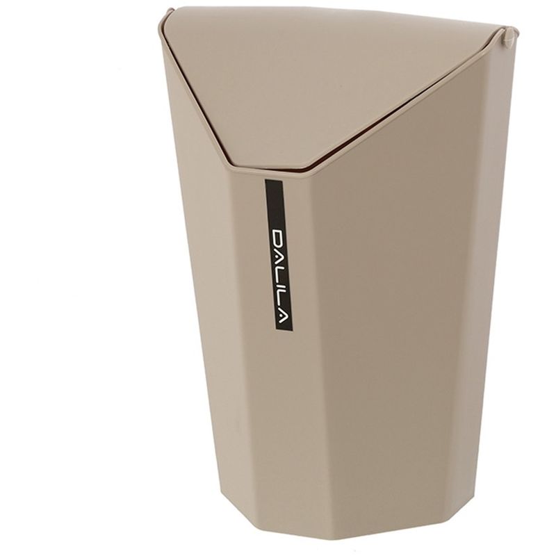 foto del prodotto pattumiera plastica tortora con coperchio basculante capienza 6,5 lt