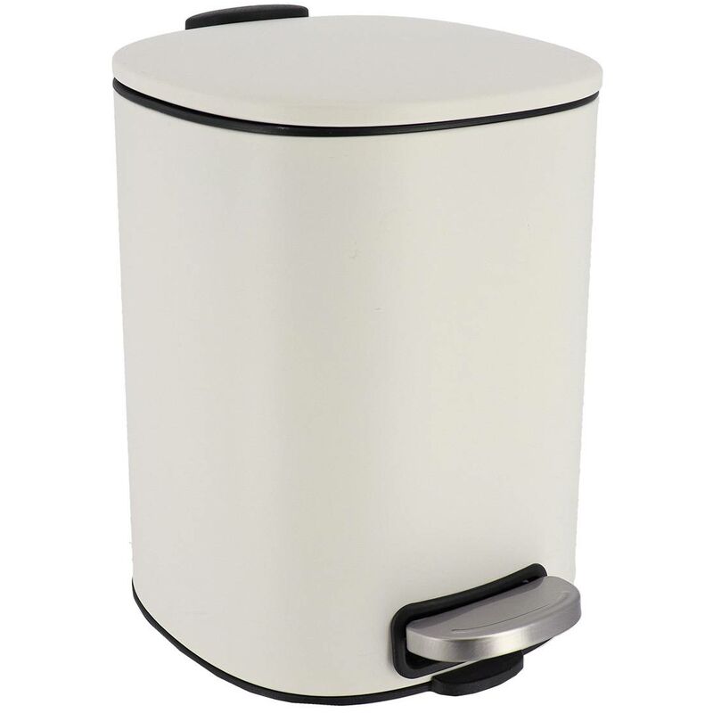 foto del prodotto pattumiera quadrata in metallo da 5 l con freno a pedale bianco tendance