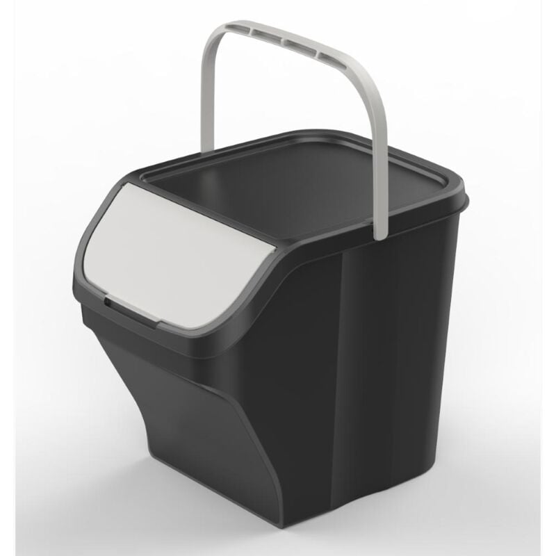 foto del prodotto pattumiera raccolta differenziata 25 litri con maniglia colore grigio corpo nero colore grigio corpo nero