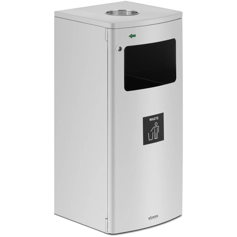 foto del prodotto pattumiera rettangolare con posacenere acciaio inox, acciaio galvanizzato 28,5 l