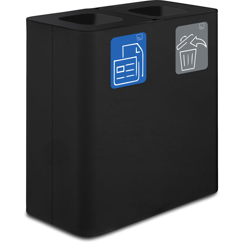 foto del prodotto pattumiera sistema di raccolta rifiuti 77x38xh80 cm in acciaio verniciato 2 scomparti nero