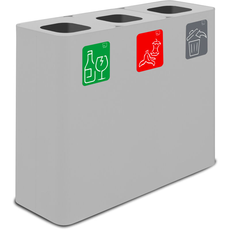 foto del prodotto pattumiera sistema di raccolta rifiuti 90x30xh80 cm in acciaio verniciato 3 scomparti bianco