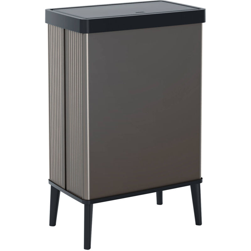 foto del prodotto pattumiera tofino, cestino portarifiuti, bidone per raccolta differenziata, mobile per spazzatura, 44x27 h69 cm, grigio scuro dmora
