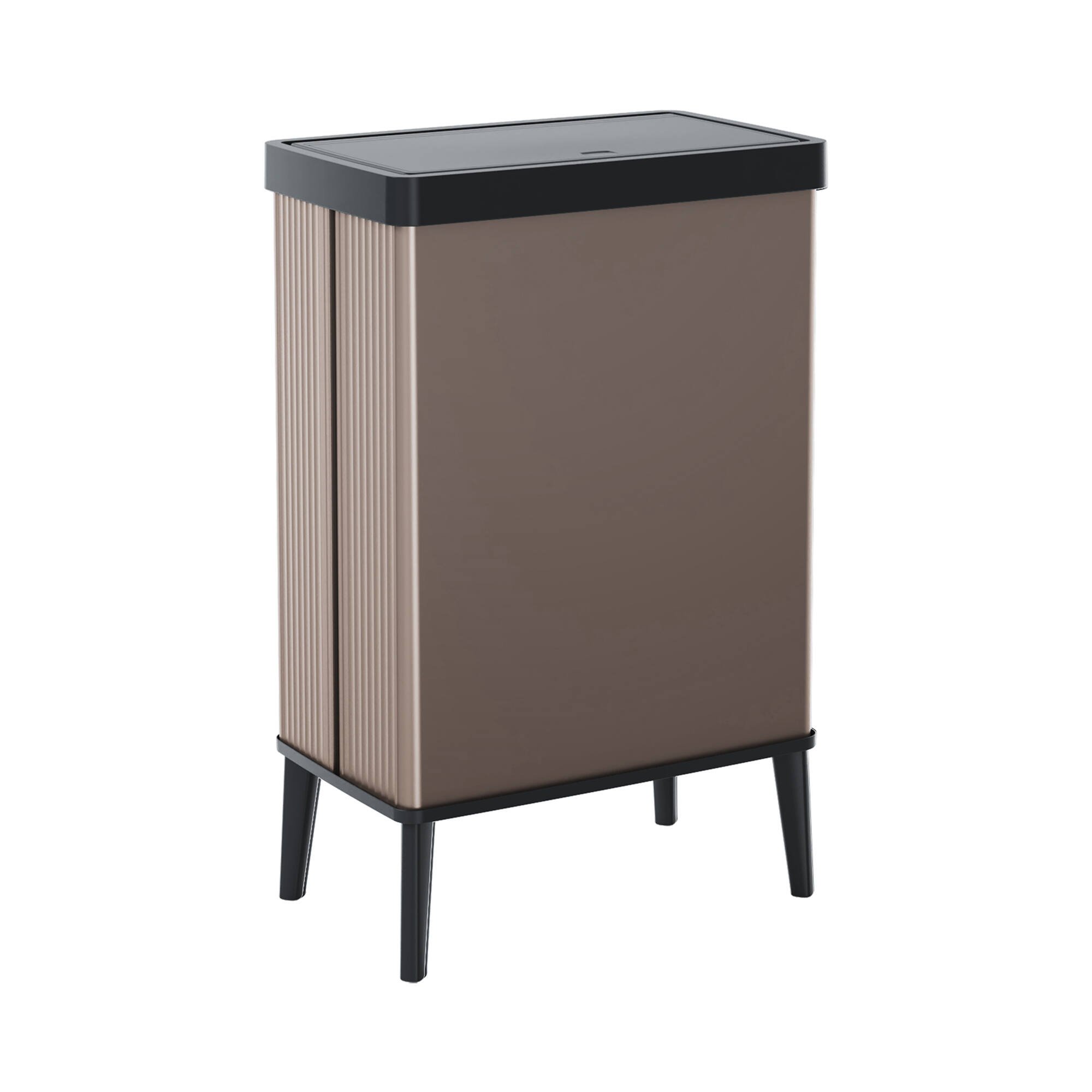 foto del prodotto pattumiera tofino, cestino portarifiuti, bidone per raccolta differenziata, mobile per spazzatura, 44x27 h69 cm, marrone