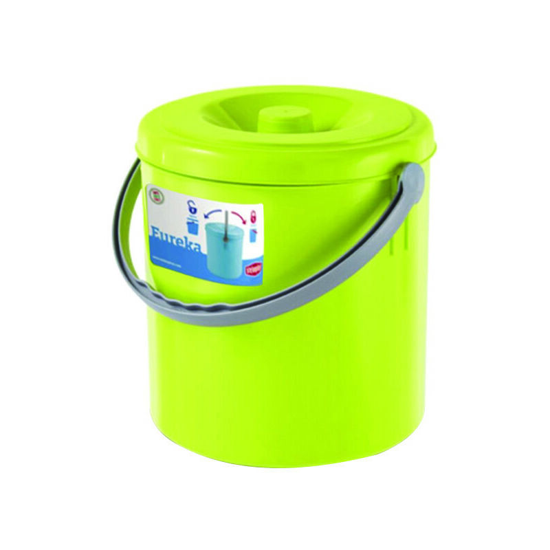 foto del prodotto pattumiera tonda eureka verde con coperchio in polipropilene cm.30x31h. lt.20