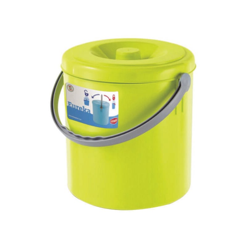 foto del prodotto pattumiera tonda eureka verde con coperchio in polipropilene cm.31x37h. lt.25