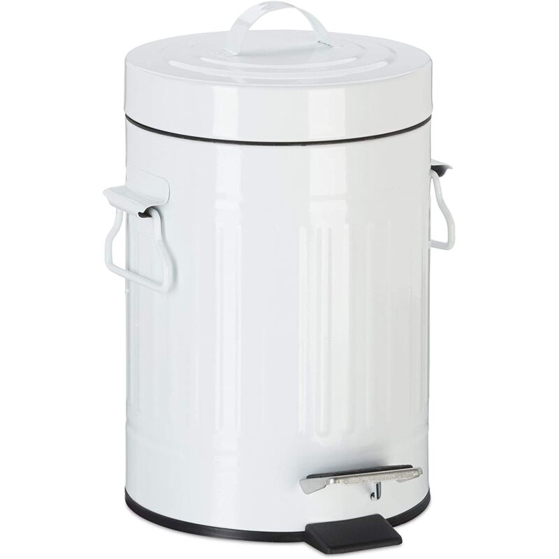 foto del prodotto pattumiera vintage a pedale per cucina o bagno in metallo 3 litri bianco 130002319